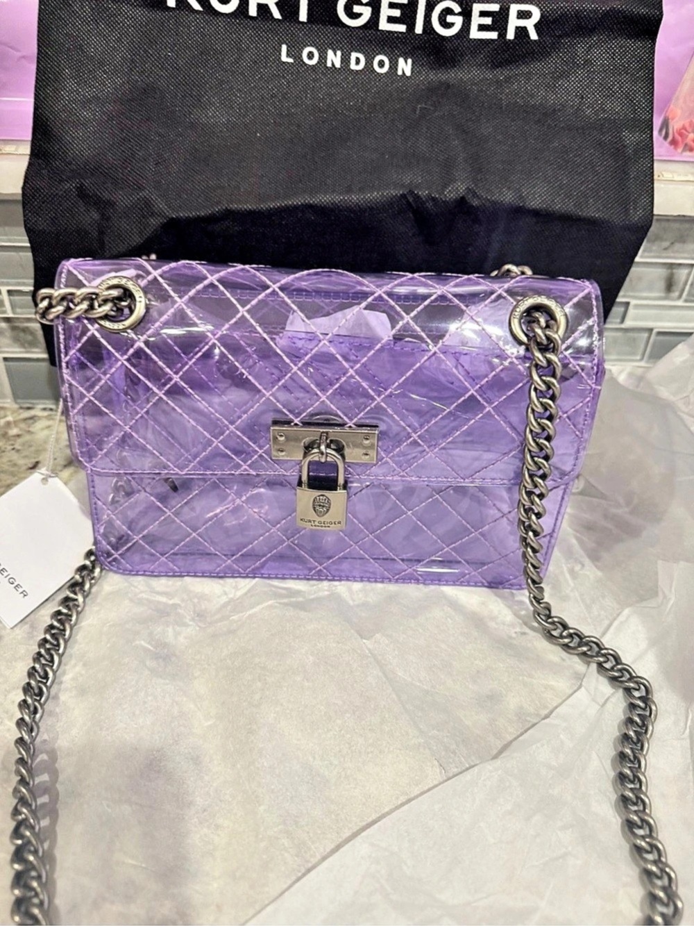 New Kurt Geiger London mini Brixton clear crossbody Bag